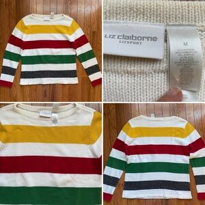 Vintage Liz Claiborne National Park Style Glacier Cotton Boatneck Sweater M EUC